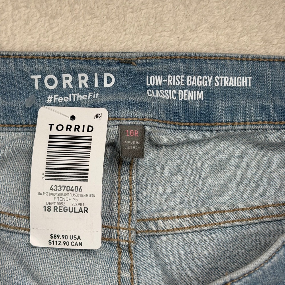 Torrid Low-Rise Baggy Straight Classic Denim Jeans 18R Light Wash NWT Classic - Picture 5 of 7